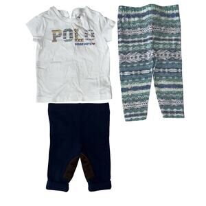 Ralph Lauren Baby Girl Riding Set - Top-6M, Pants-3M, Leggings-9M Runs Small